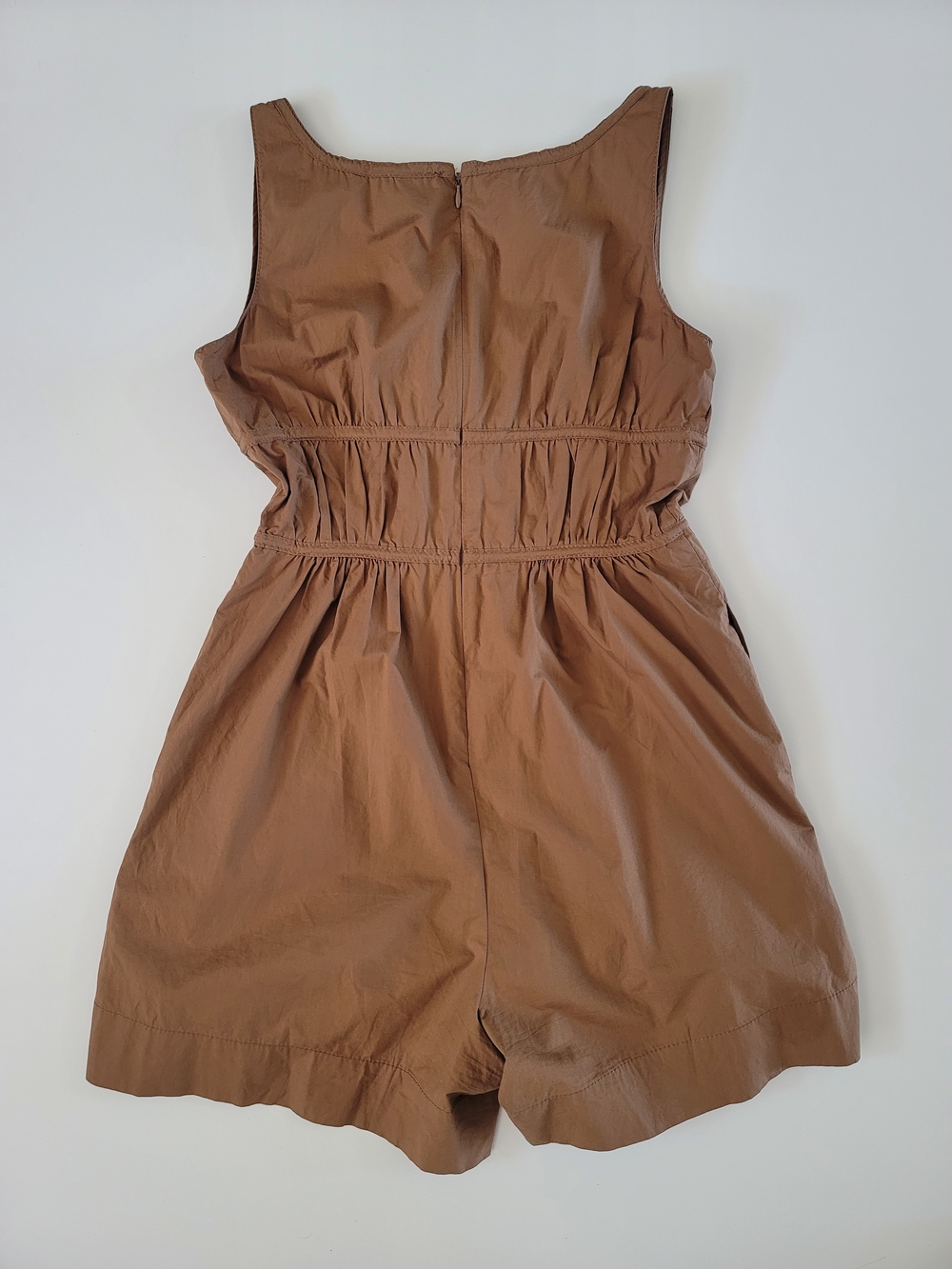 Rebecca Taylor Cotton Poplin Sleeveless Romper Brown Romper Ties Size 2 - Picture 8 of 8